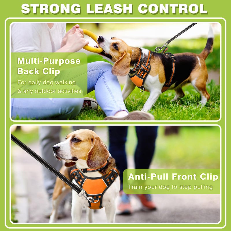 WINSEE Dog Harness No Pull, Pet Harnesses with Dog Collar, Adjustable Reflective Oxford Outdoor Vest, Front/Back Leash Clips for Small, Medium, Large, Extra Large Dogs, Easy Control Handle for Walking - Image 4